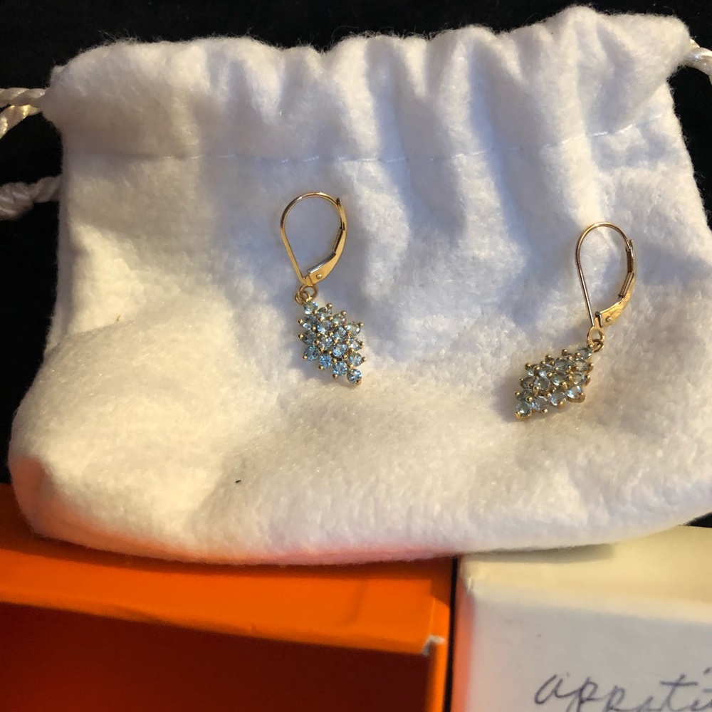 COPY - Gold aquamarine dangle lever backs